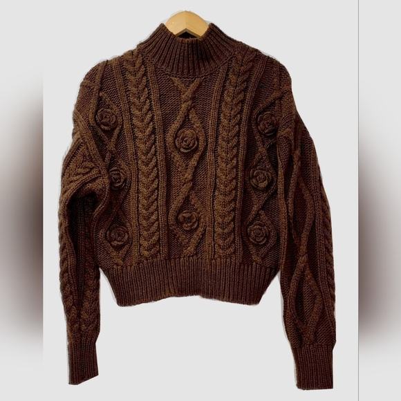 Buffalo David Bitton Dark Brown Cable Knit Sweater Fall Winter Perfect - Picture 3 of 4